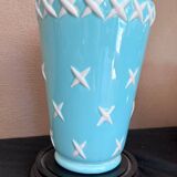 St Clément turquoise and white ceramic Art Deco vase