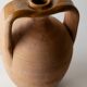 Vintage terracotta amphora vase from the 1930s, handcrafted Italian jug with two handles, fine linear decoration, rustic decoration, gift idea.