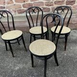 4 Thonet style bistro chairs in blackened curved wood
