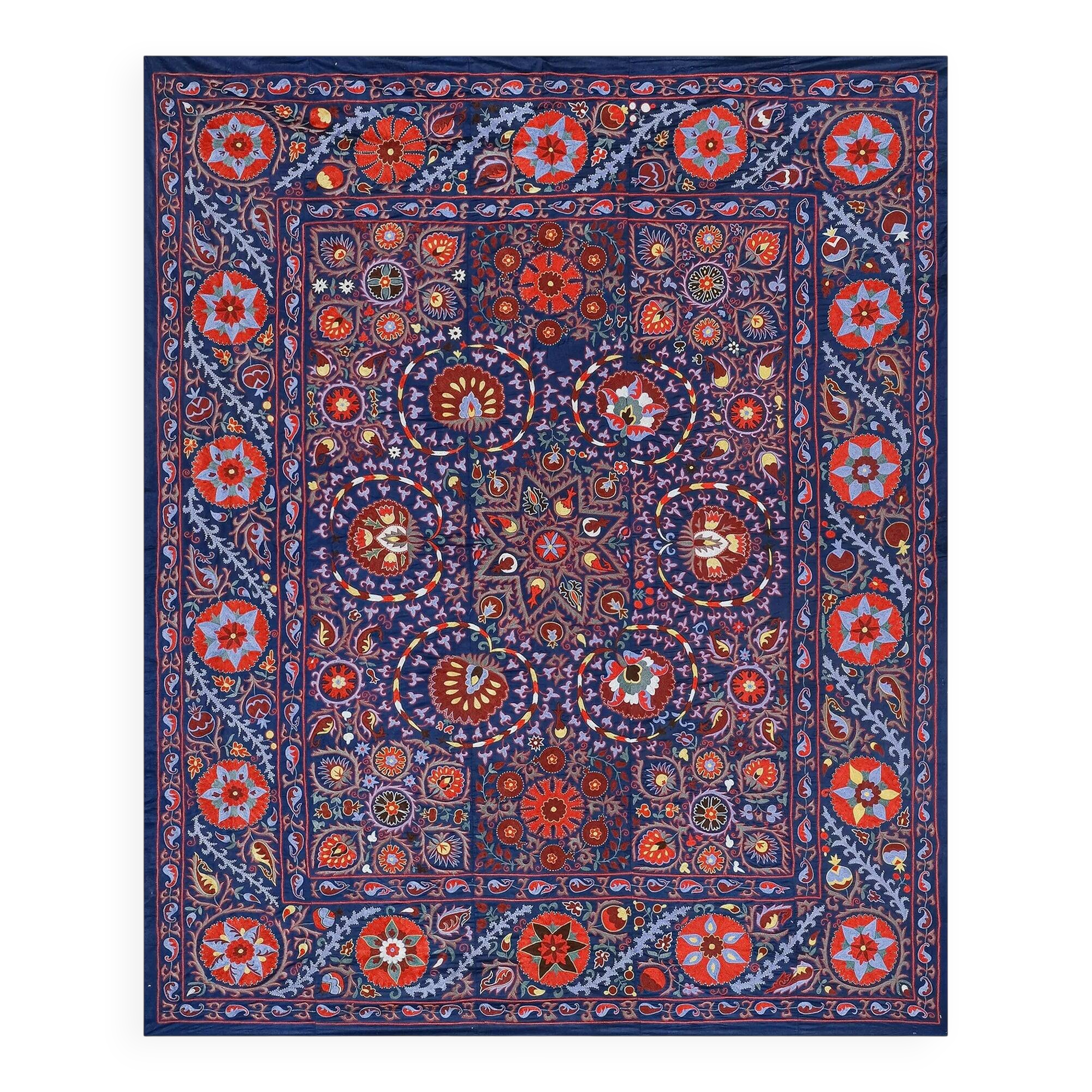 Vintage hand-embroidered tribal tapestry 245x303 cm