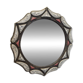 Vintage Moroccan Mirror Brass Bone, 1980s