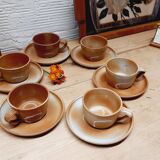 Set 6 cup glazed sandstone