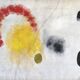 Tableau abstrait sur toile de lin dans le goût de Joan Miro