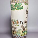 China, Important porcelain scroll vase decorated with cranes and flora, 19th century