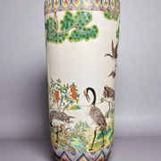 China, Important porcelain scroll vase decorated with cranes and flora, 19th century