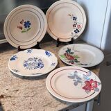 Assiettes plates anciennes dépareillées