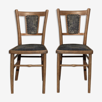 Paire de chaises bistrot  Baumann en bois tourné circa 1905