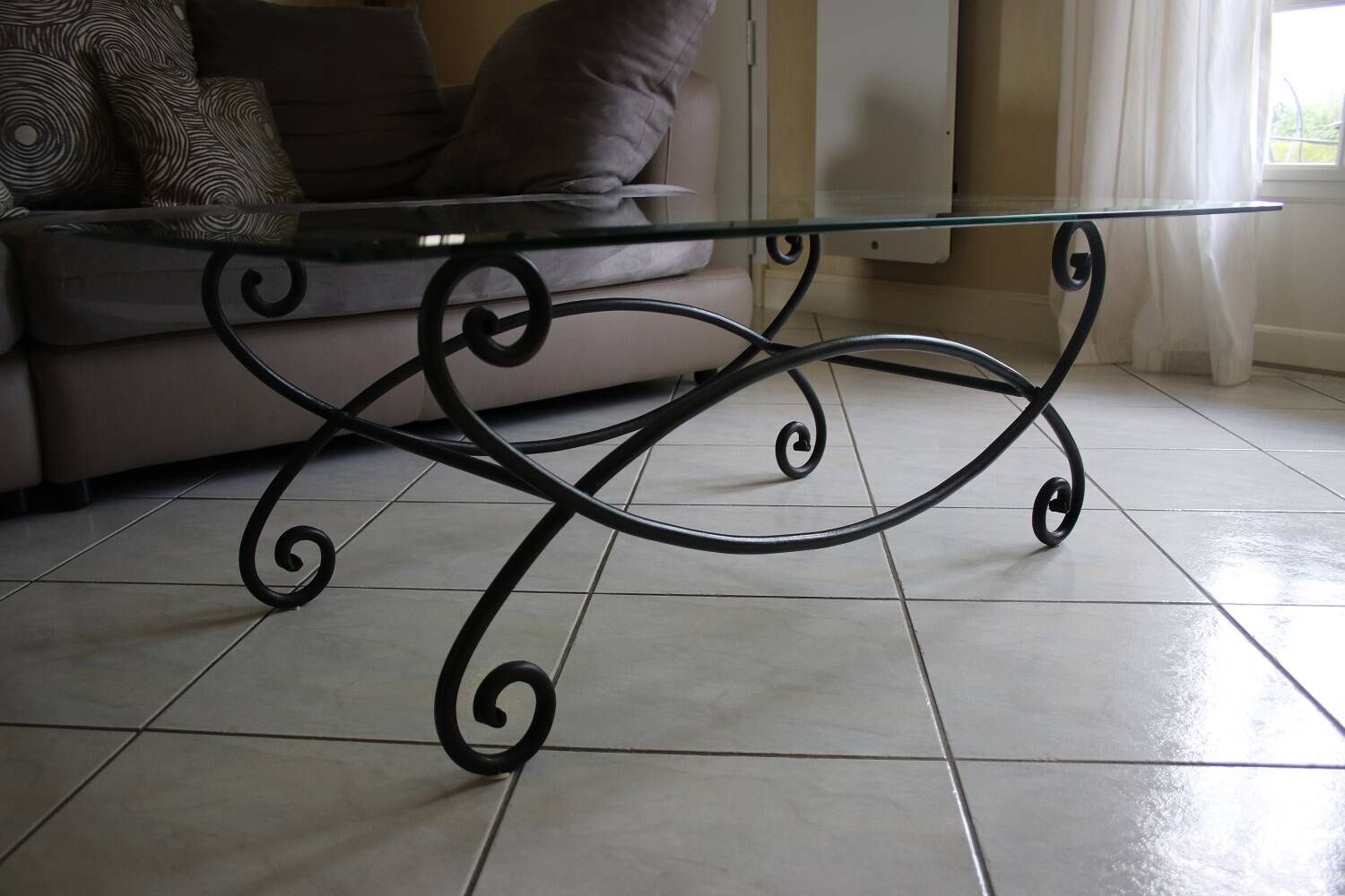 Metal and glass coffee table