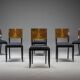 Art Deco French Walnut & Burl Dining Set, 1930s, Set of 7