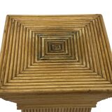 Vintage Rattan Column Planter Bamboo Bohemian Pillar '70s Rattan Mcguire