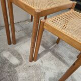 Set of 3 vintage cane nesting coffee tables