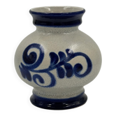 Vintage stoneware vase in Westerwald style, cobalt blue.
