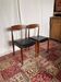 Pair of vintage teak chairs with black faux leather – Scandinavian style