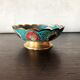 Small empty cup-pocket golden brass chiseled and painted oriental style