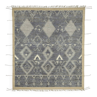 Hand-Knotted Turkish Contemporary 251 cm x 296 cm Blue Wool Carpet