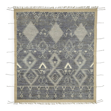 Tapis turc contemporain noué à la main en laine bleue 251 cm x 296 cm