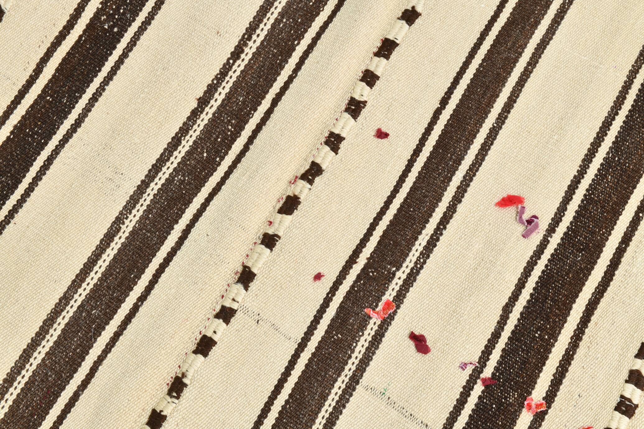 5x7 Cream & Brown Kilim Rug, 157x225Cm