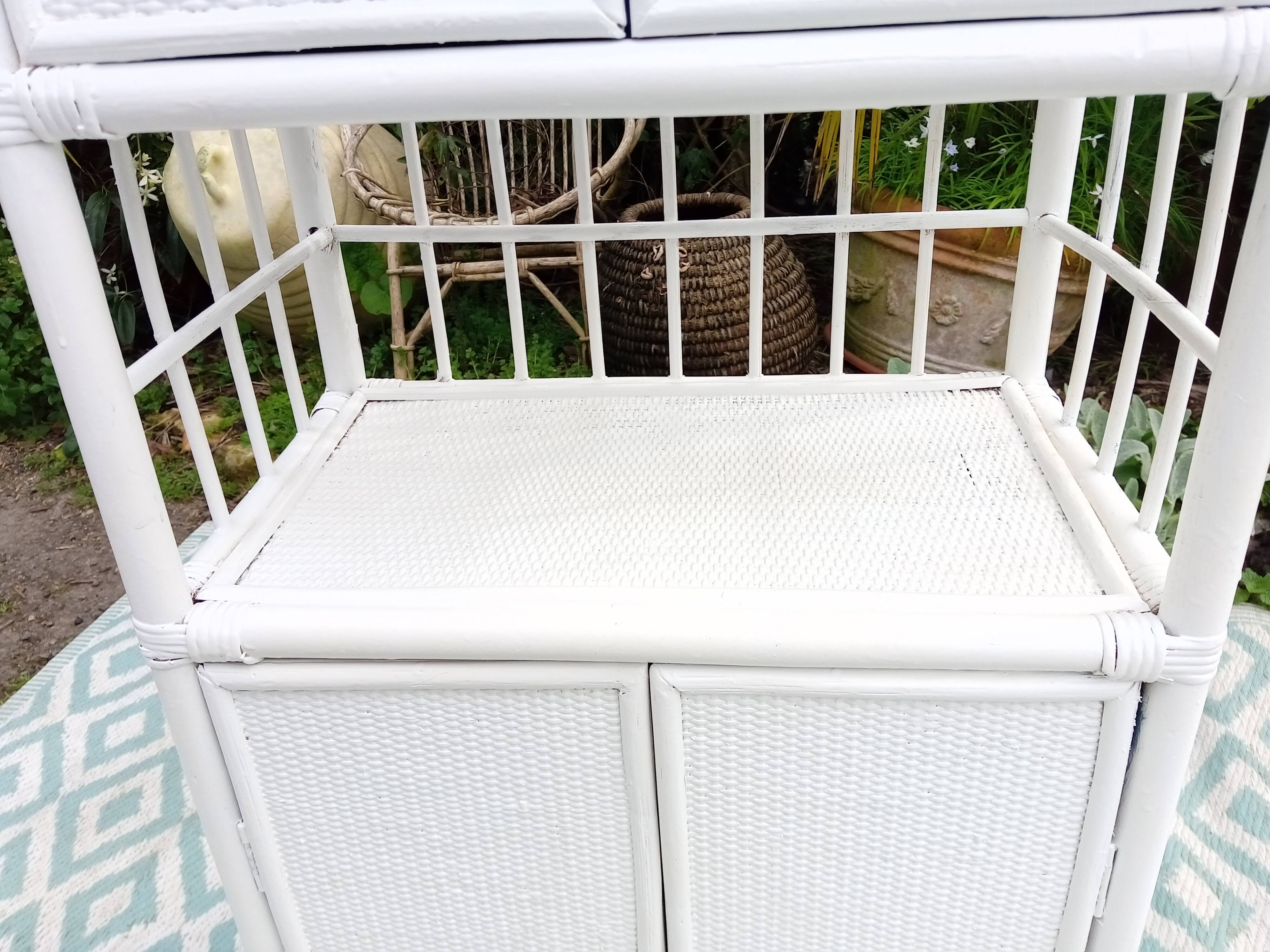 White rattan shelf