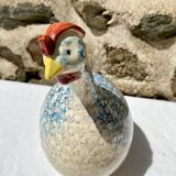 Signed ceramic hen and guinea fowl