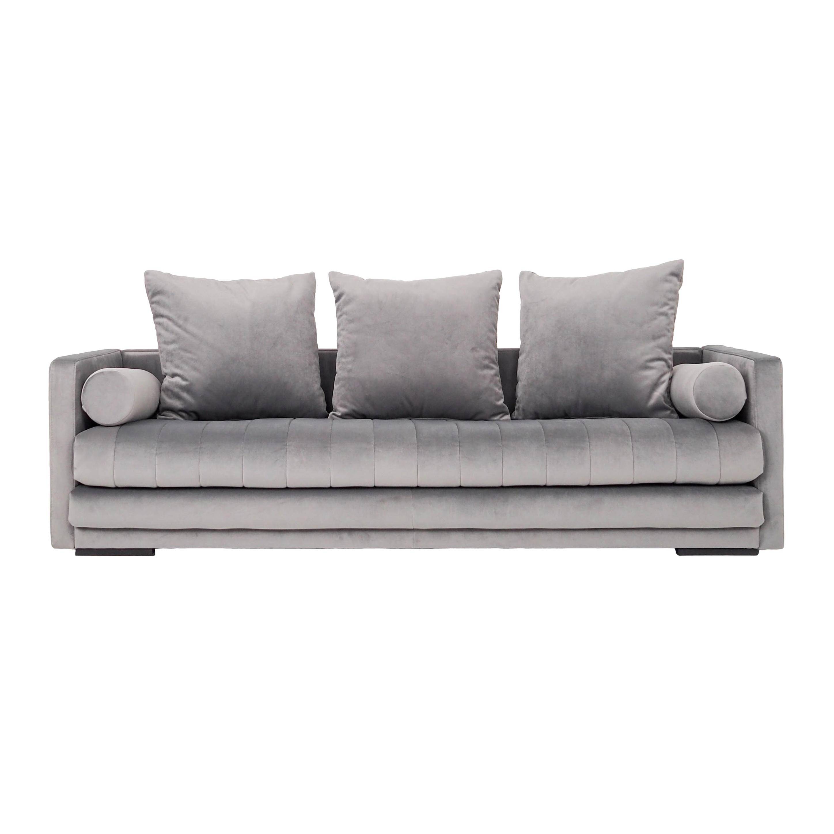 Sofa KOPENHAGA velours argent, design scandinave