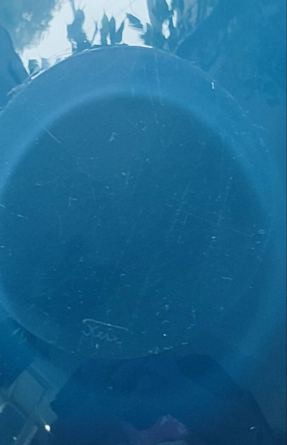 Signed art glass ashtray or bowl – vintage blue design