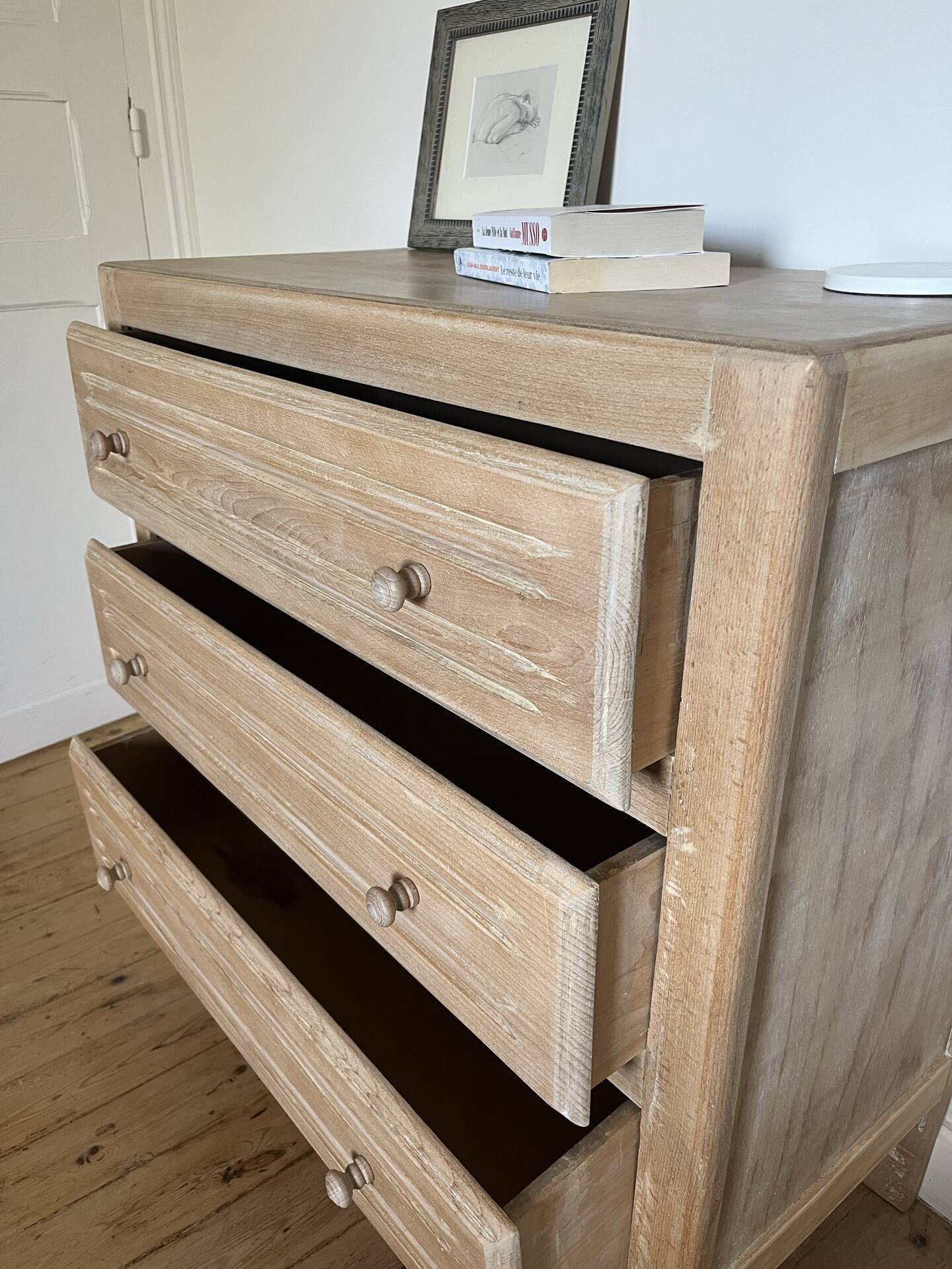 Vintage stripped solid pine chest of drawers
