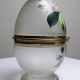 Antique 19th-20th century frosted enamelled glass and brass egg box