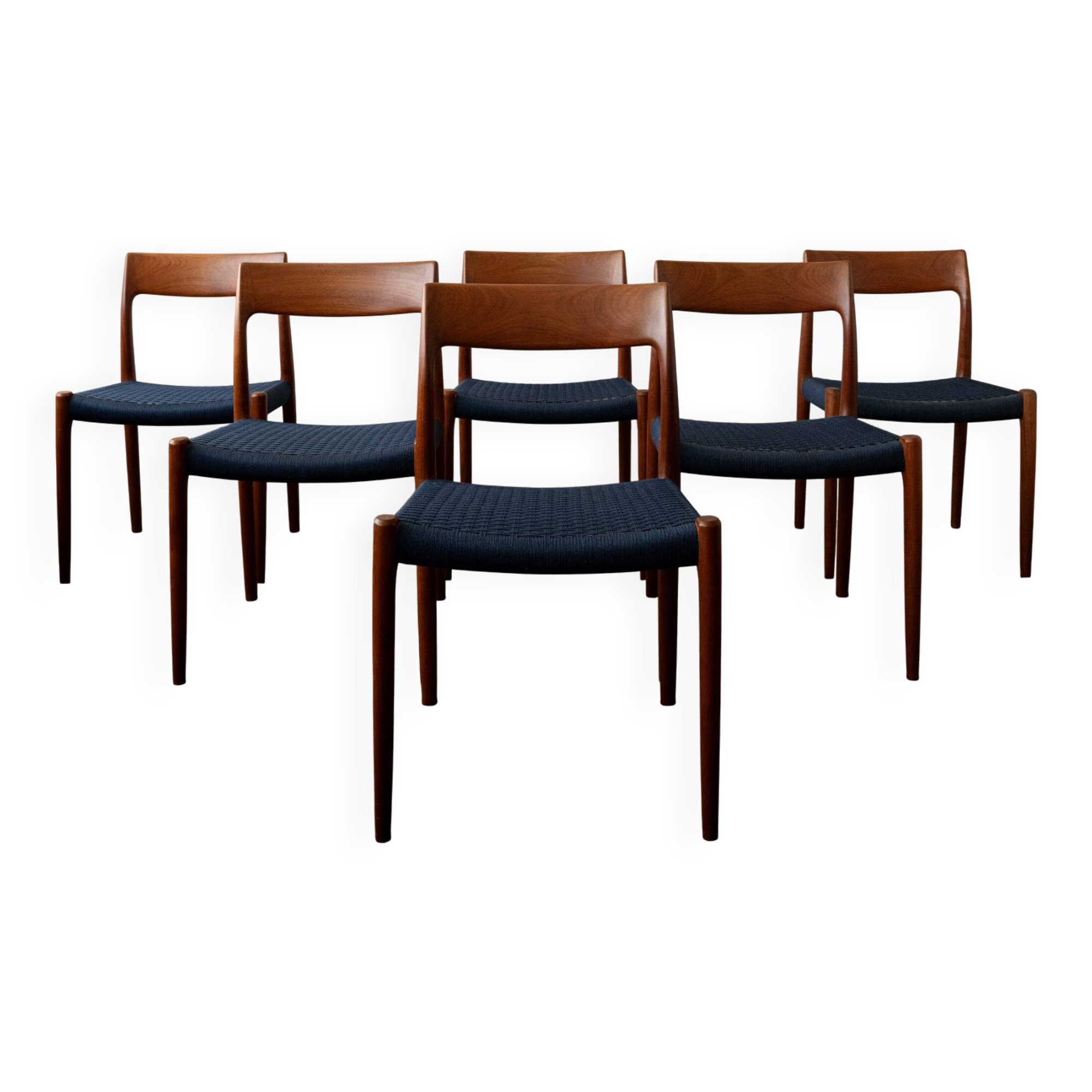 Danish Modern Teak Dining Chairs Model 77 Niels Otto Møller 1960s, Set of 6