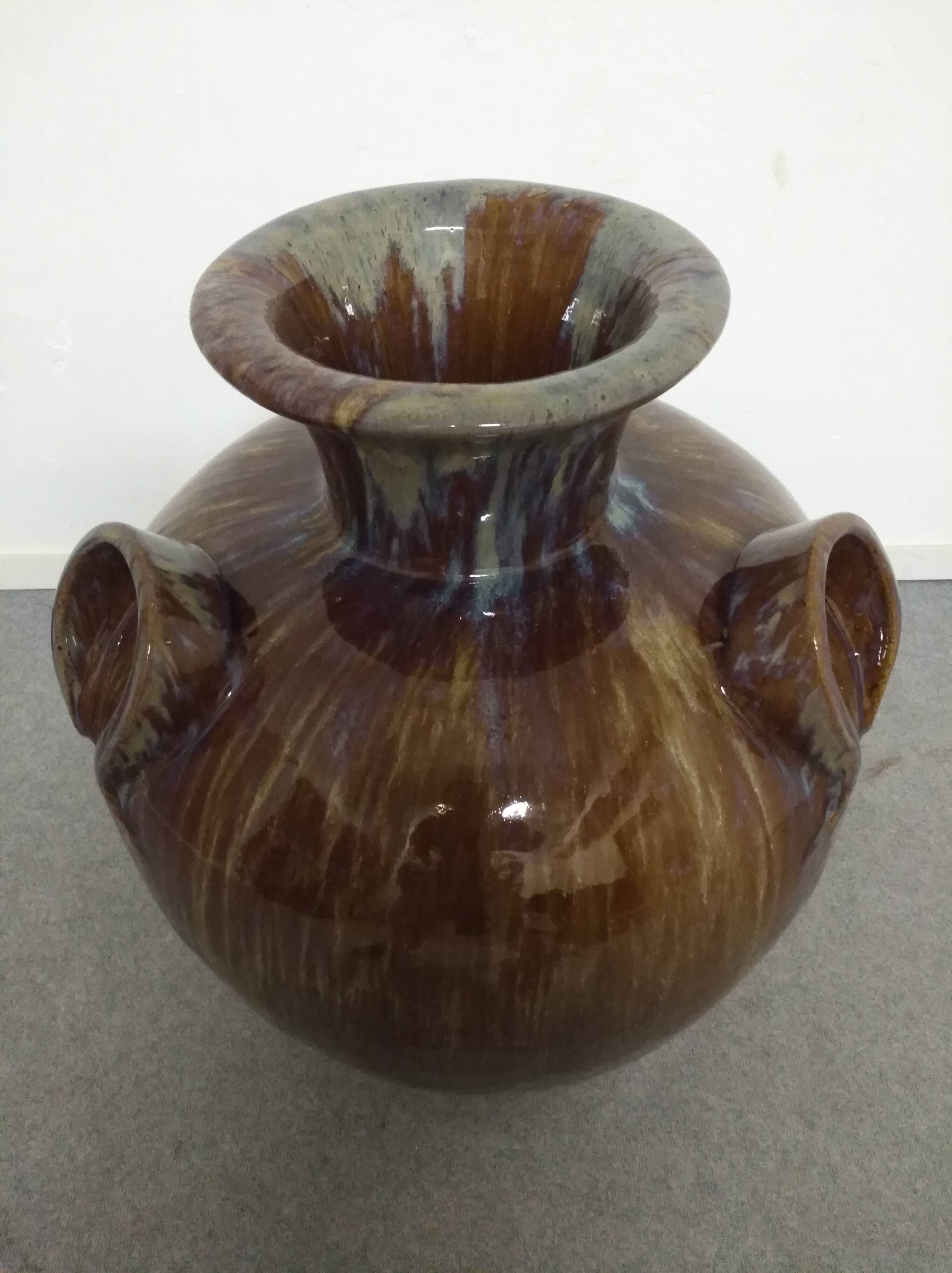 Jarre XXL Art nouveau en grès émaillé, France vers 1900