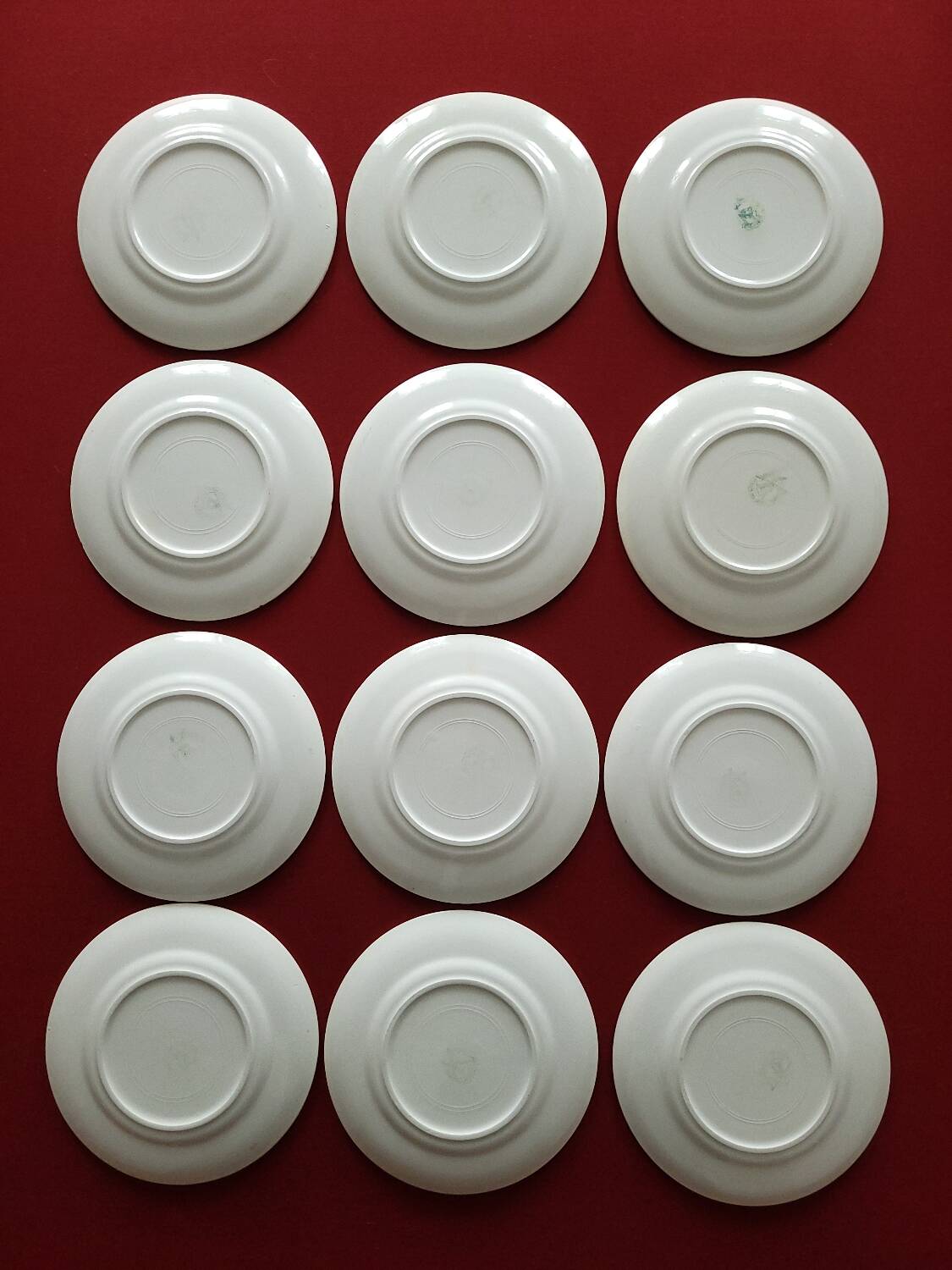 Set of 12 small green polka dot dessert plates - Moulin des Loups