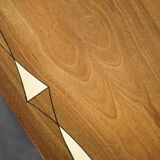 Table Basse Vintage Mid-Century en Acajou, Danemark, avec Motif Peint à la Main par Ole Wanscher