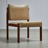 Angular, Teak Wood and Leather Chair with Copper Details, 1970s