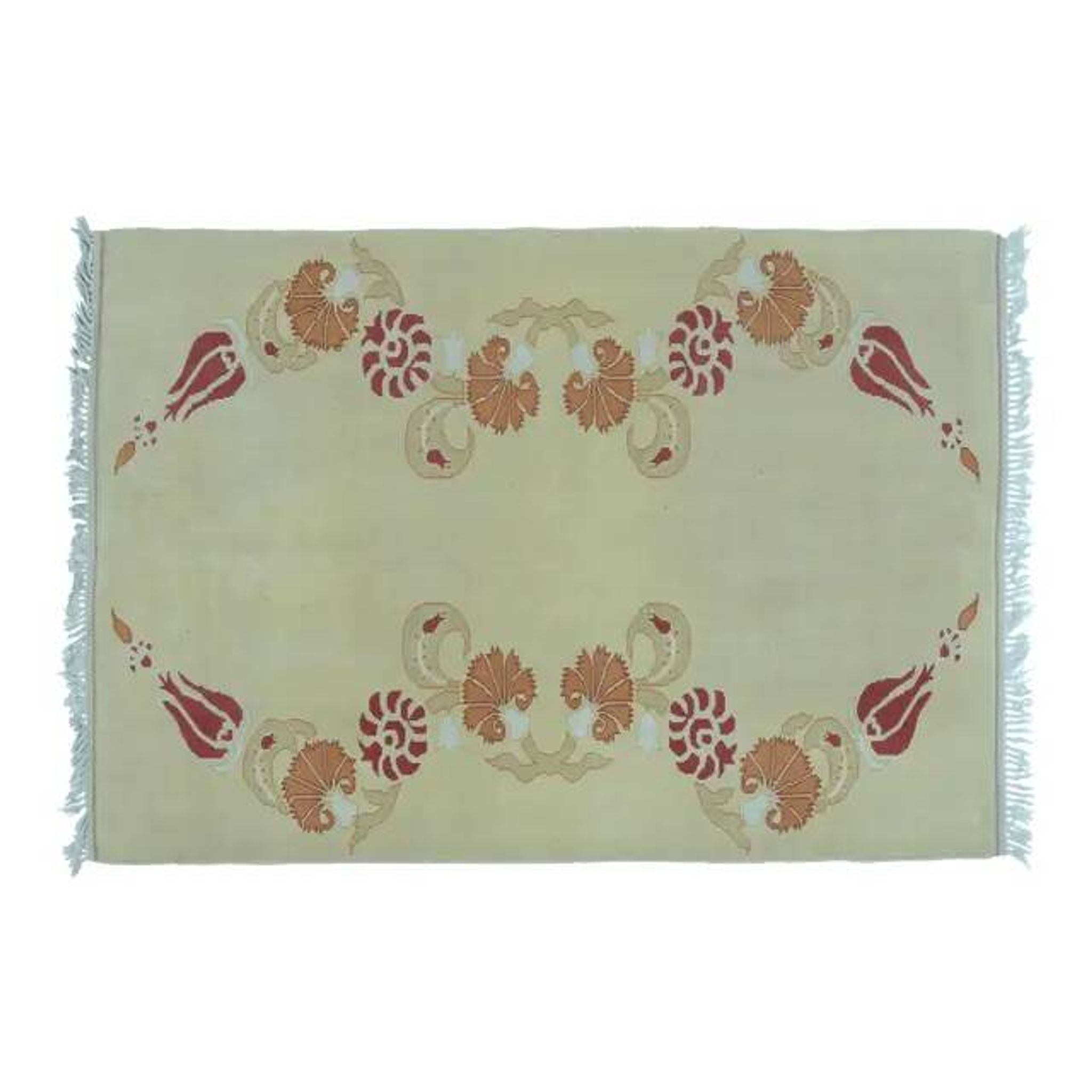 1970s Vintage Turkish Handmade Wool & Cotton Beige Area Rug 160x231