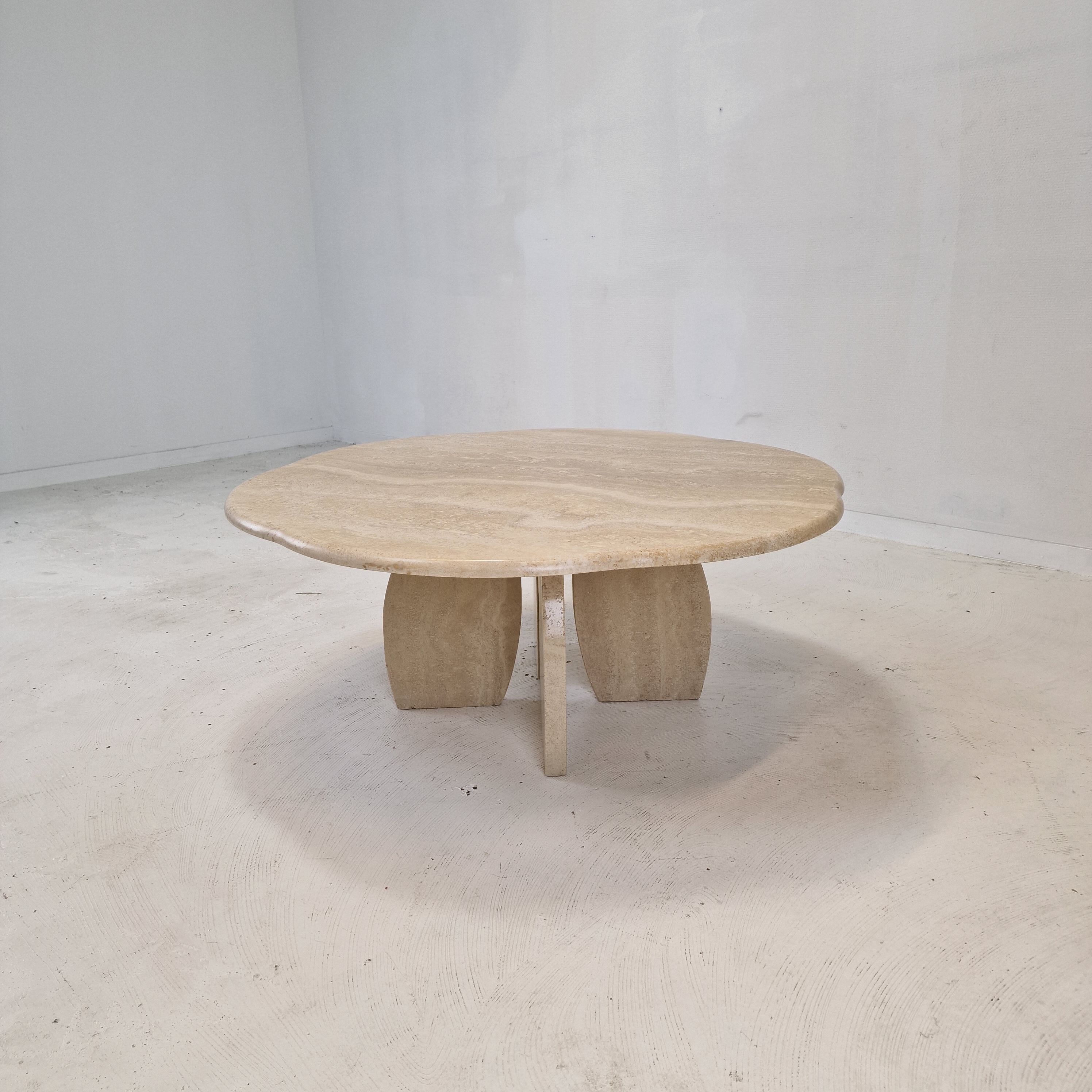 Italian travertine coffee table, 1980s