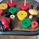 Wooden cat and dog stack toys