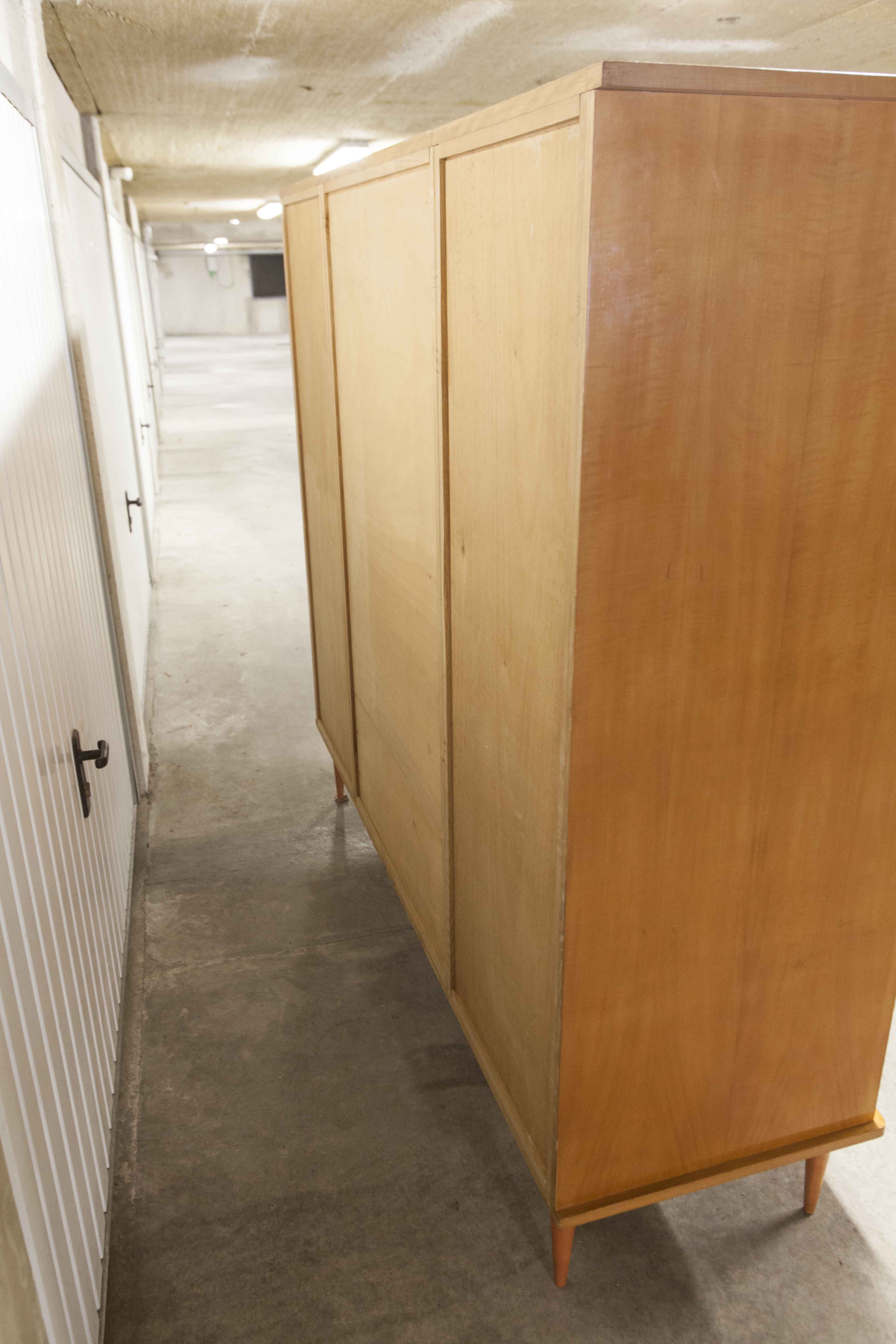 Scandinavian wardrobe 1960 honey color 4 doors L 205 cm