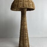 Rattan woven banana leaf mushroom floor lamp, 1960s