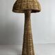 Rattan woven banana leaf mushroom floor lamp, 1960s