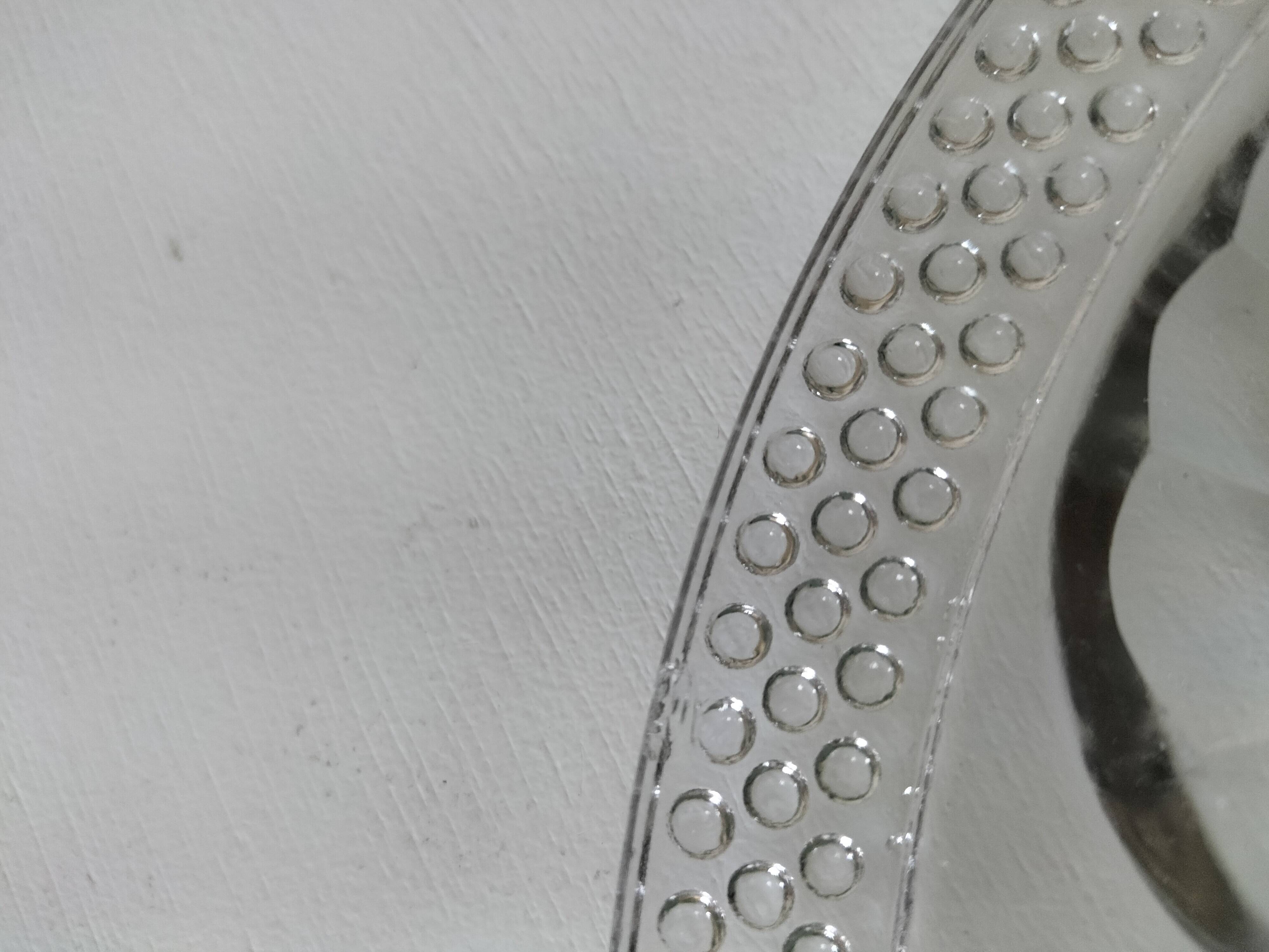 Set of 4 vintage hobnail pressed glass oyster plates