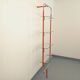 Modular bookshelf in vintage Bauhaus style, red metal, chrome.