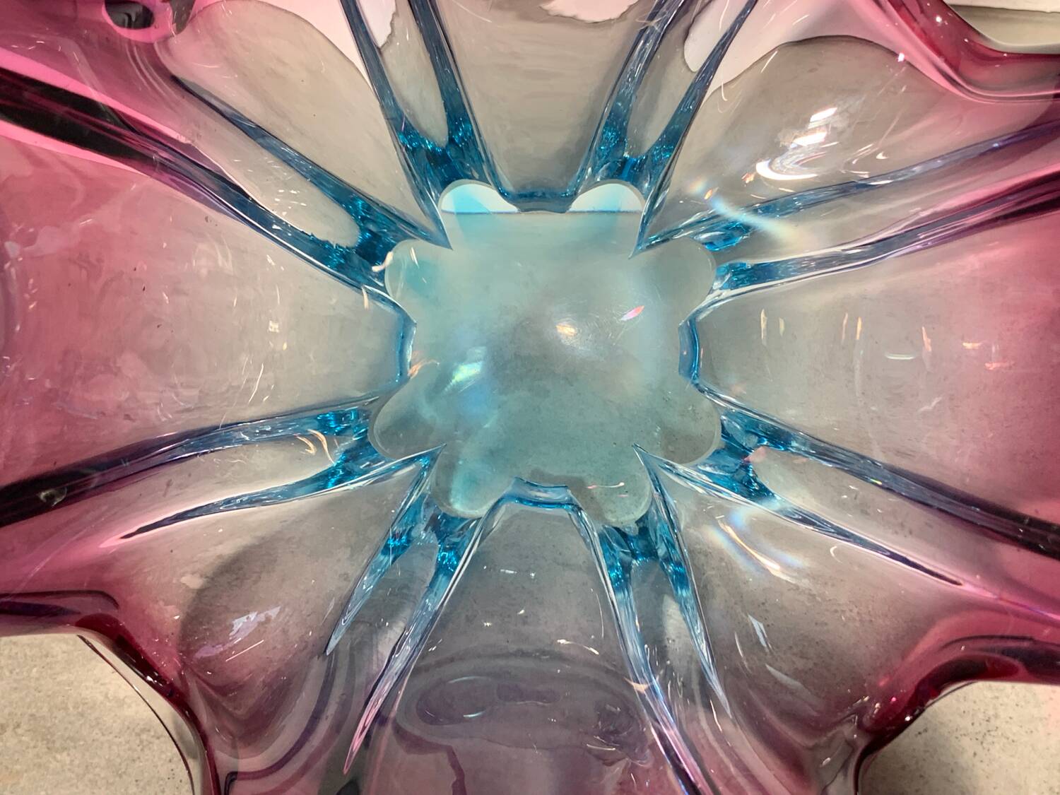 Murano pink and blue splash bowl