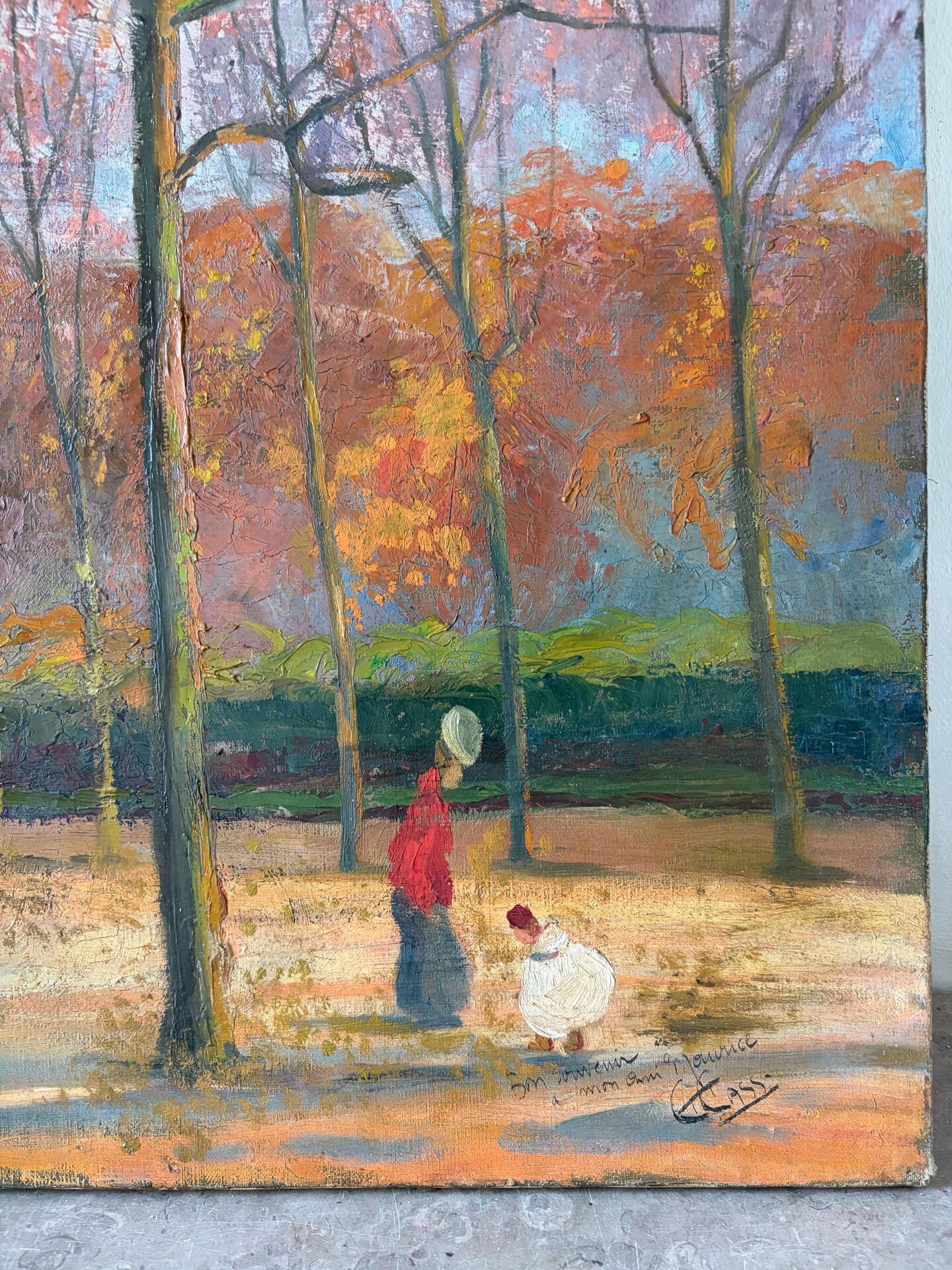 The Luxembourg Garden in Paris, oil on canvas signed.
