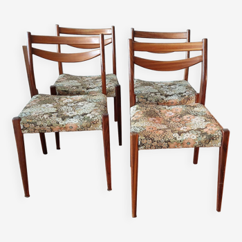 Série de 4 chaises scandinaves en palissandre 1960.