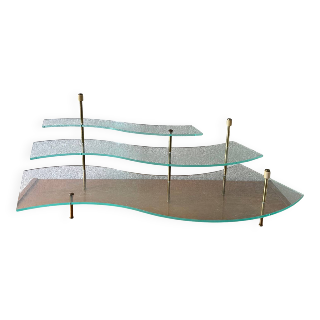 Petite étagère En Plexiglas Bleuté, Design Années 70, Circa