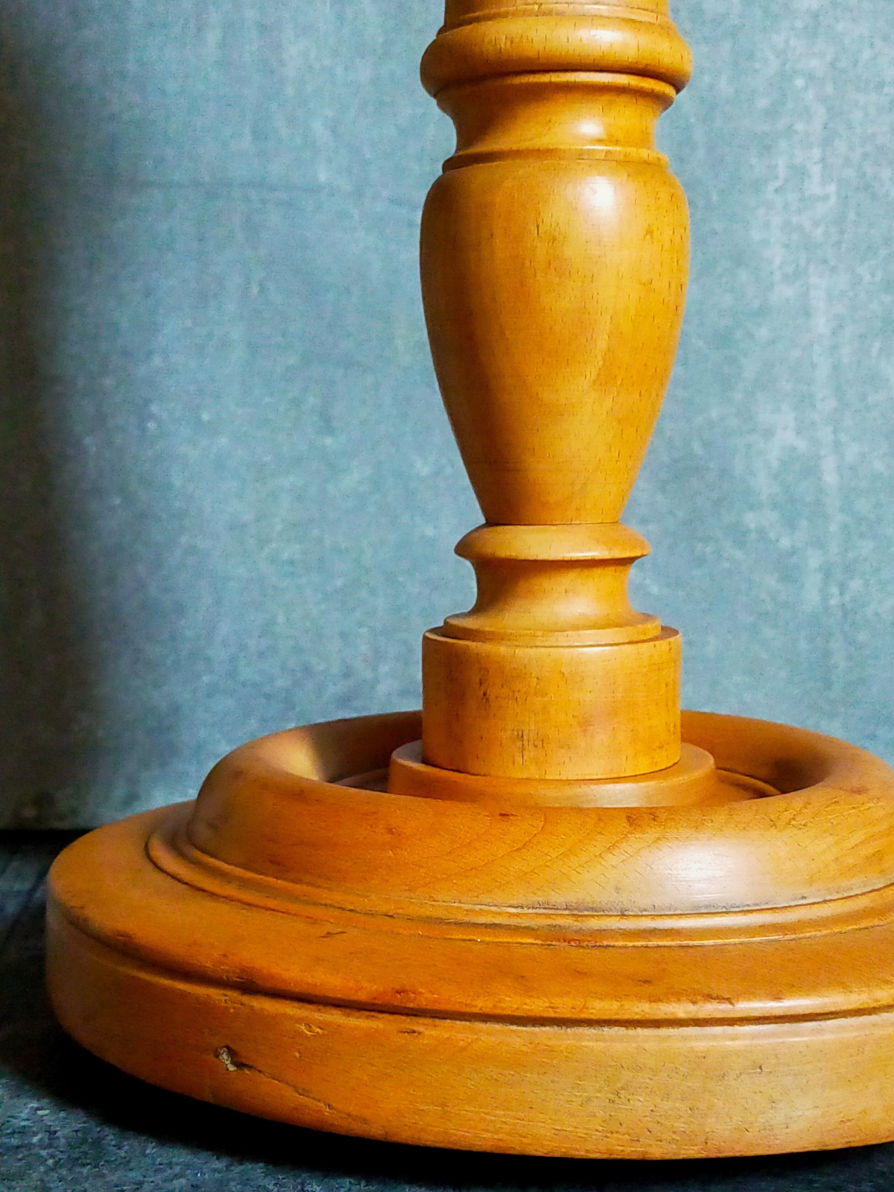 Old solid turned wooden lamp base