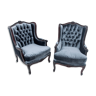 Pair of blue antique armchairs, France, circa 1920