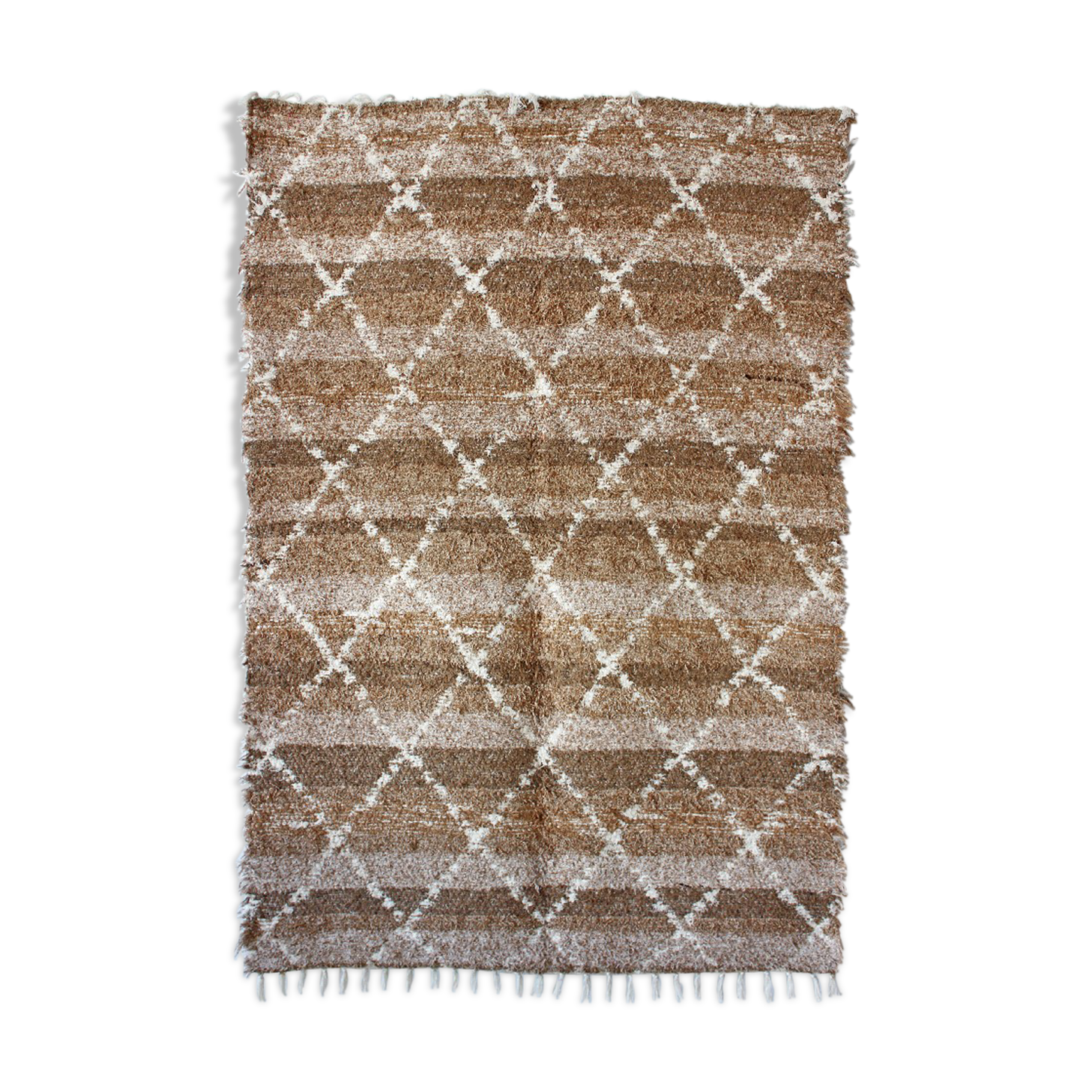 Handmade and reversible carpet - 140 x 200 cm - Mocha and white
