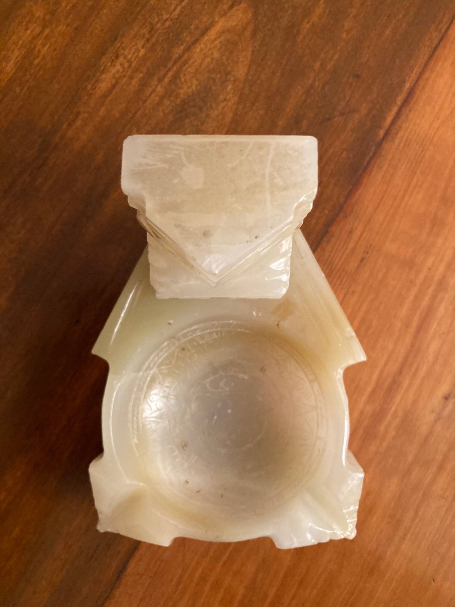 Rare antique alabaster ashtray, South American