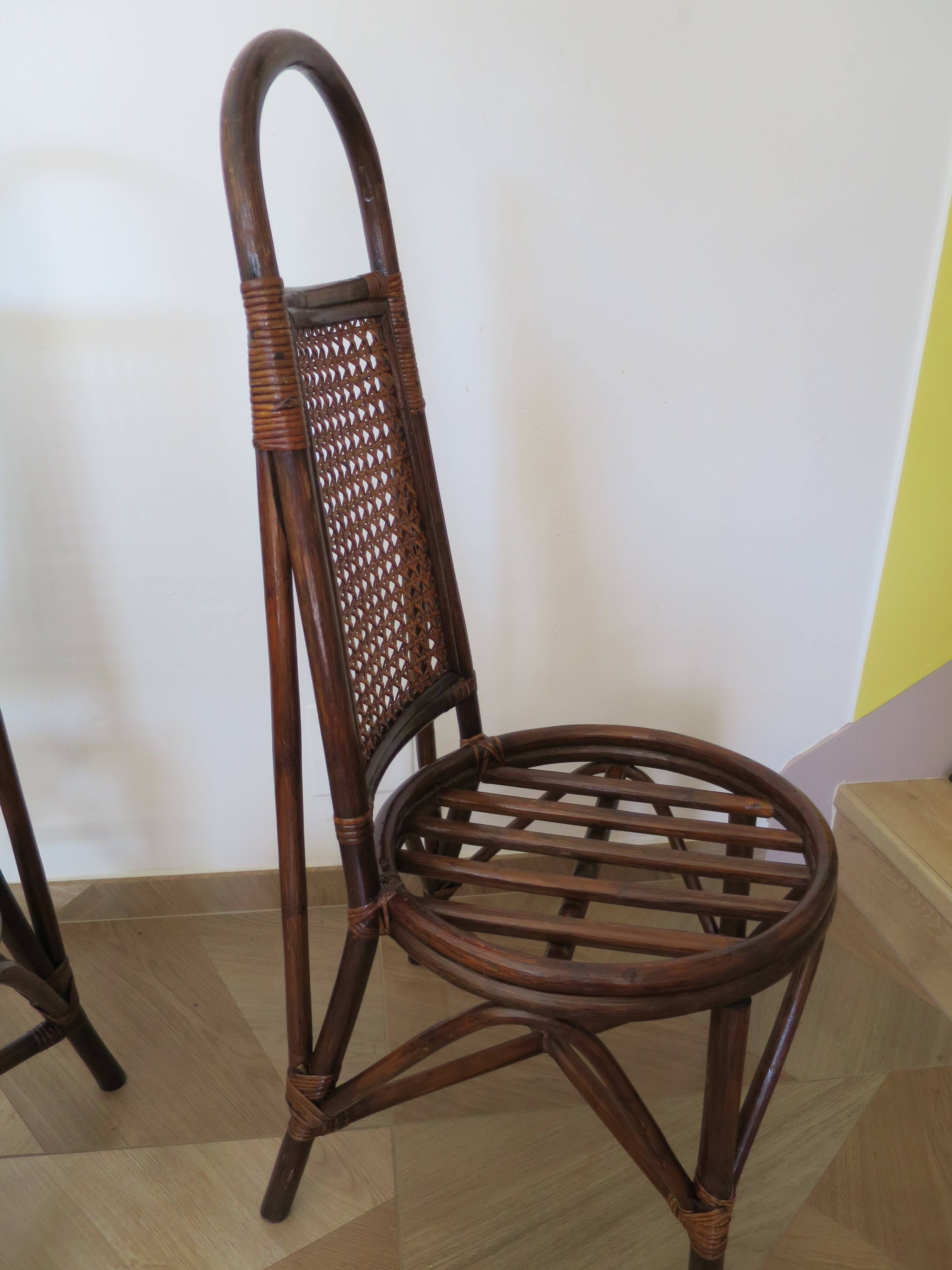RARE - Set of 2 rattan and cane chairs - 1950 - Dirk Van Sliedrecht style