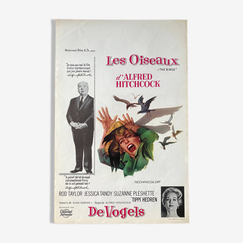 Affiche cinéma originale "Les Oiseaux" Alfred Hitchcock 36x54cm 1963